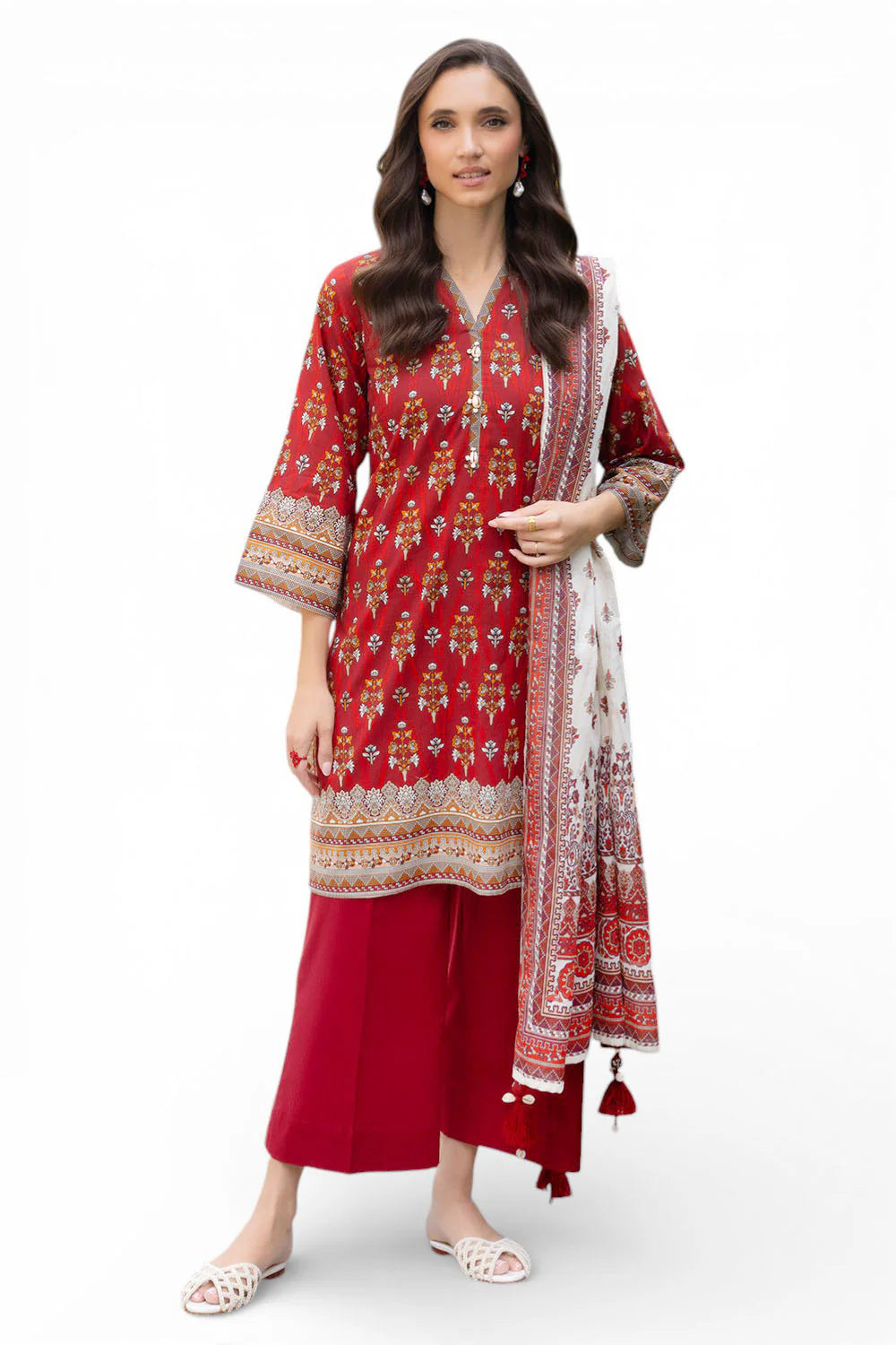 3 Piece Printed Lawn Suit and Dyed Trouser