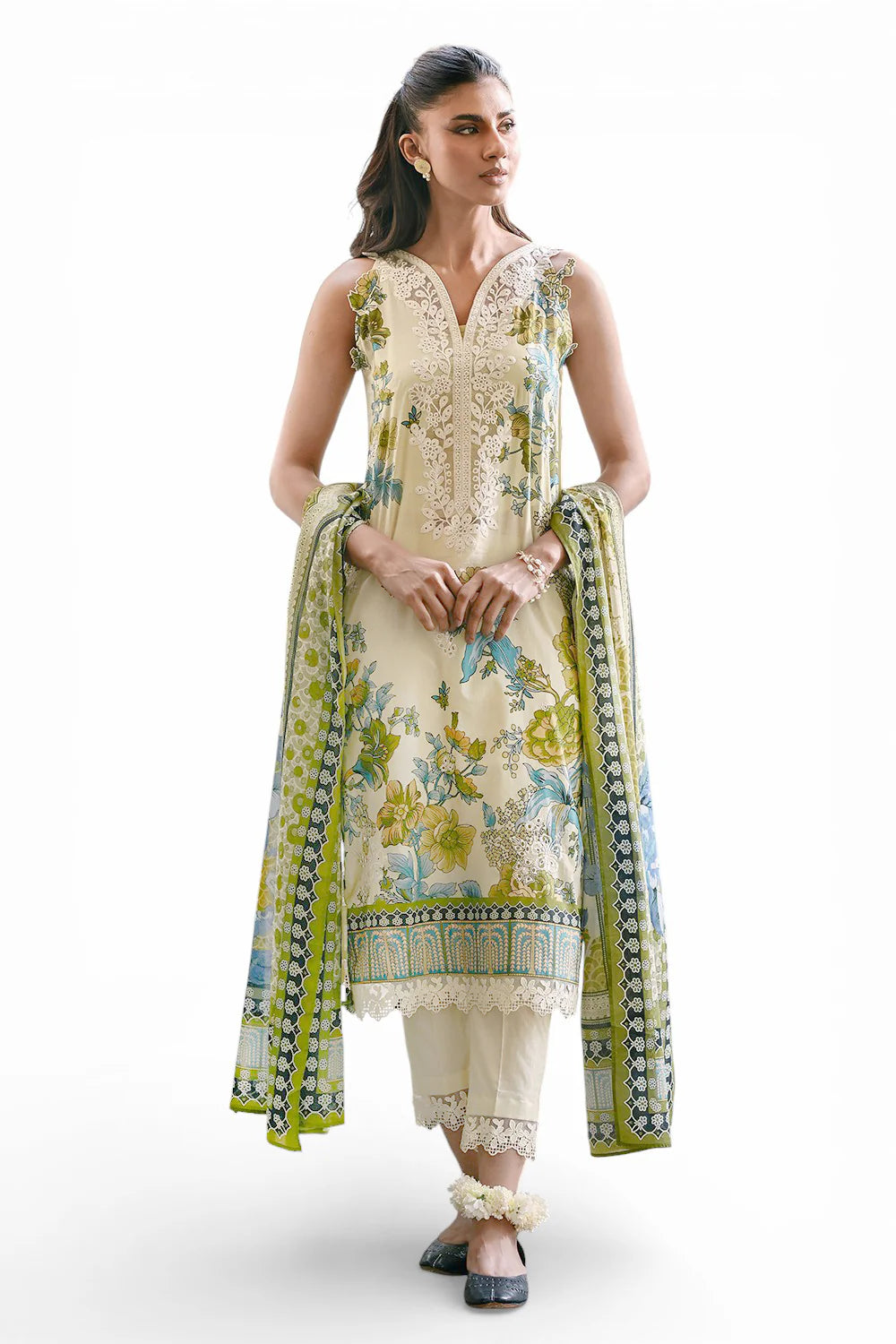 3 Piece Printed Lawn Suit and Dyed Trouser