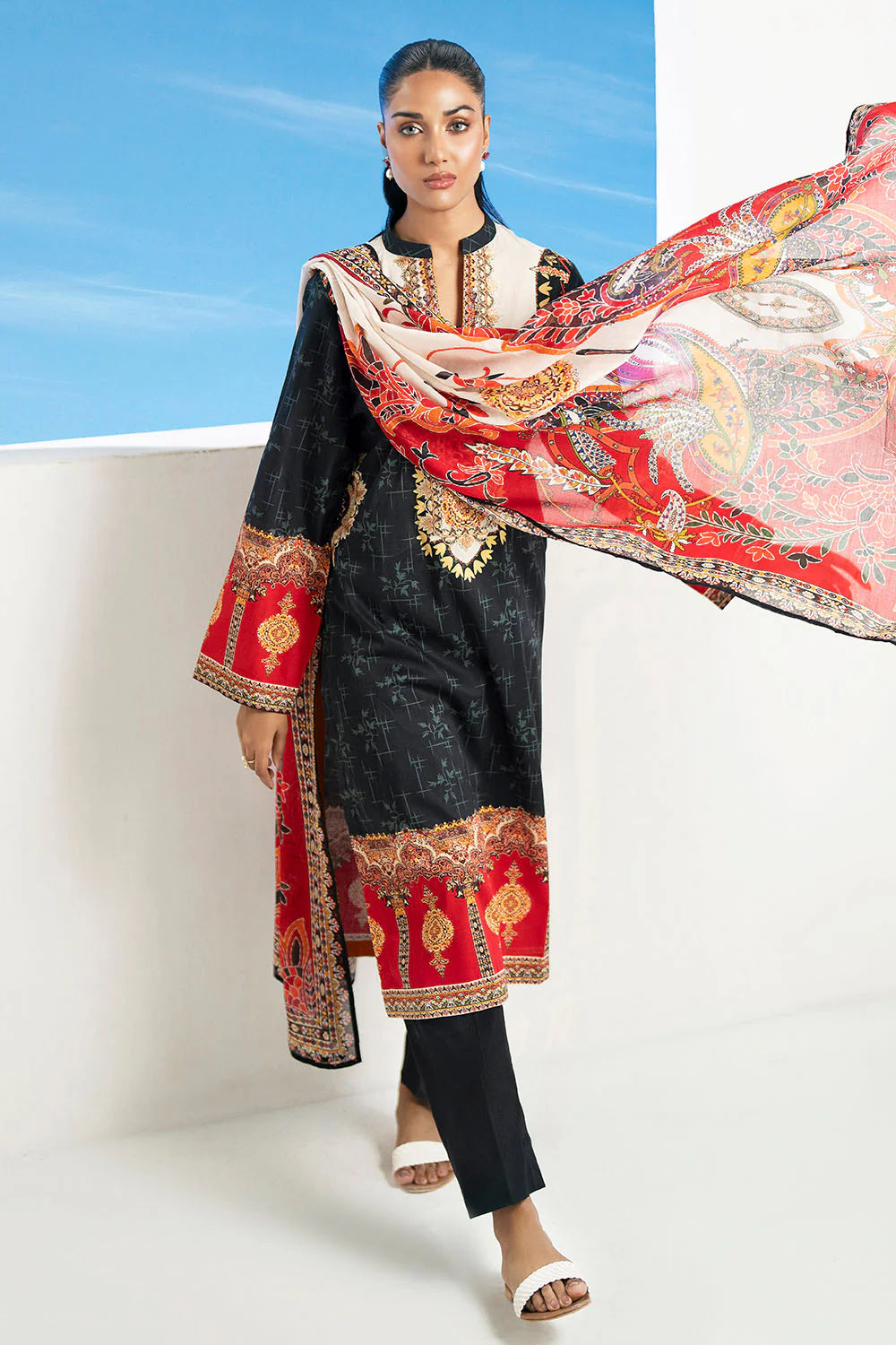3 Piece Printed Lawn Suit and Dyed Trouser