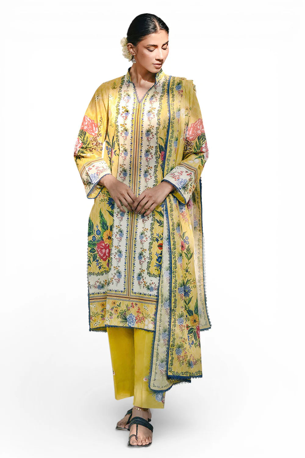 3 Piece Printed Lawn Suit and Dyed Trouser