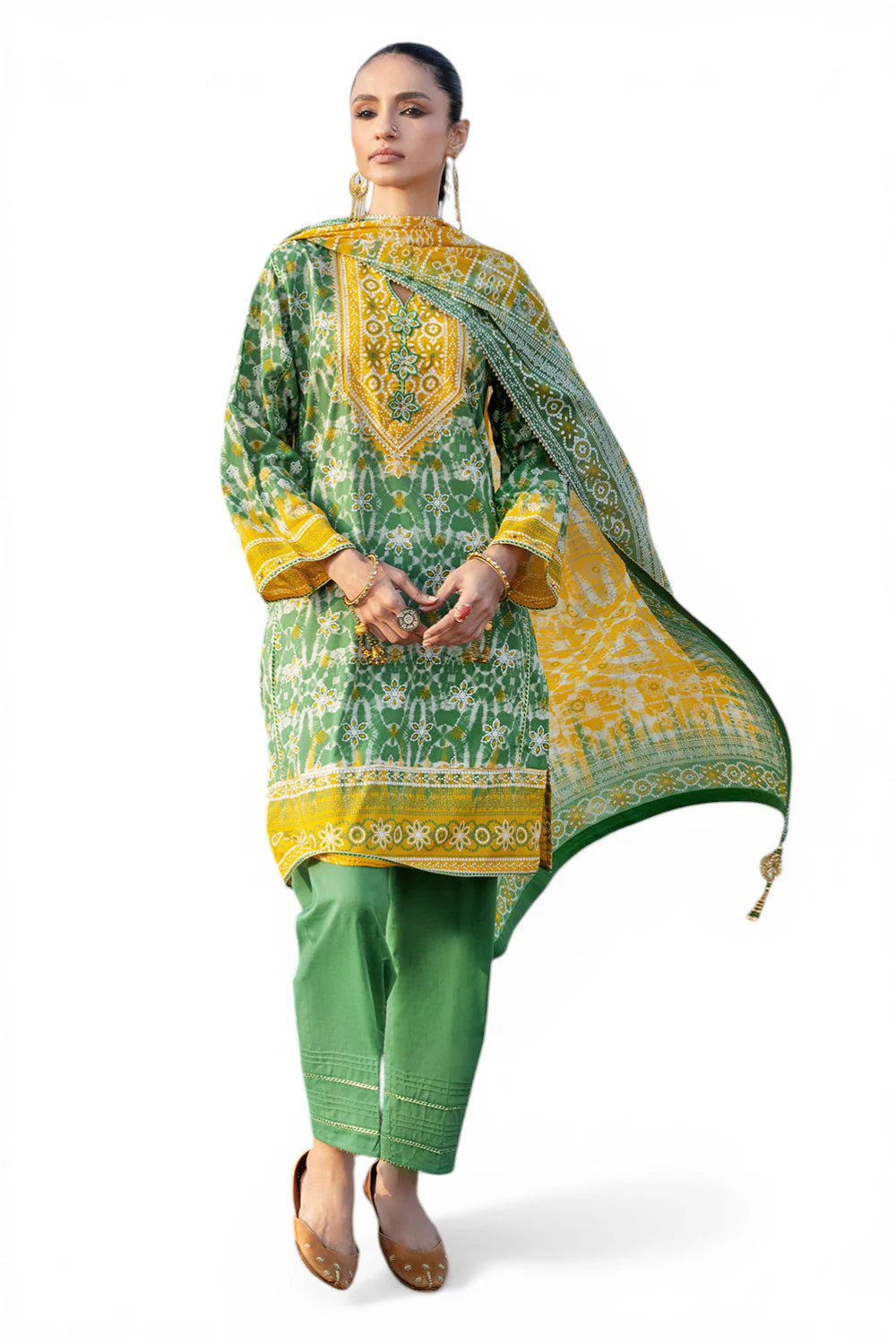 3 Piece Printed Lawn Suit and Dyed Trouser