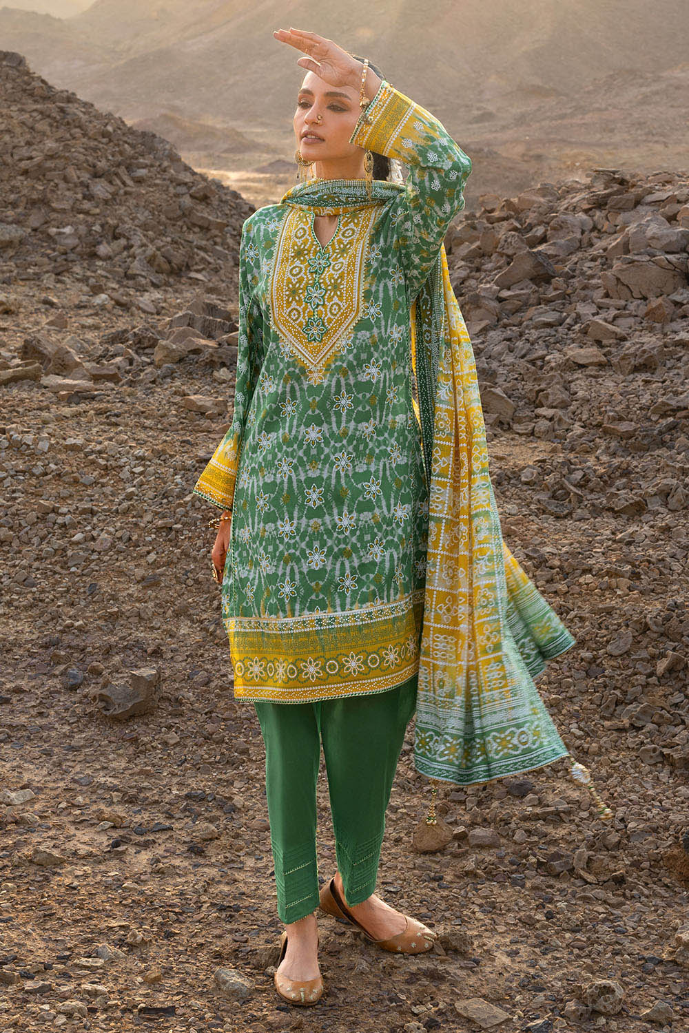 3 Piece Printed Lawn Suit and Dyed Trouser