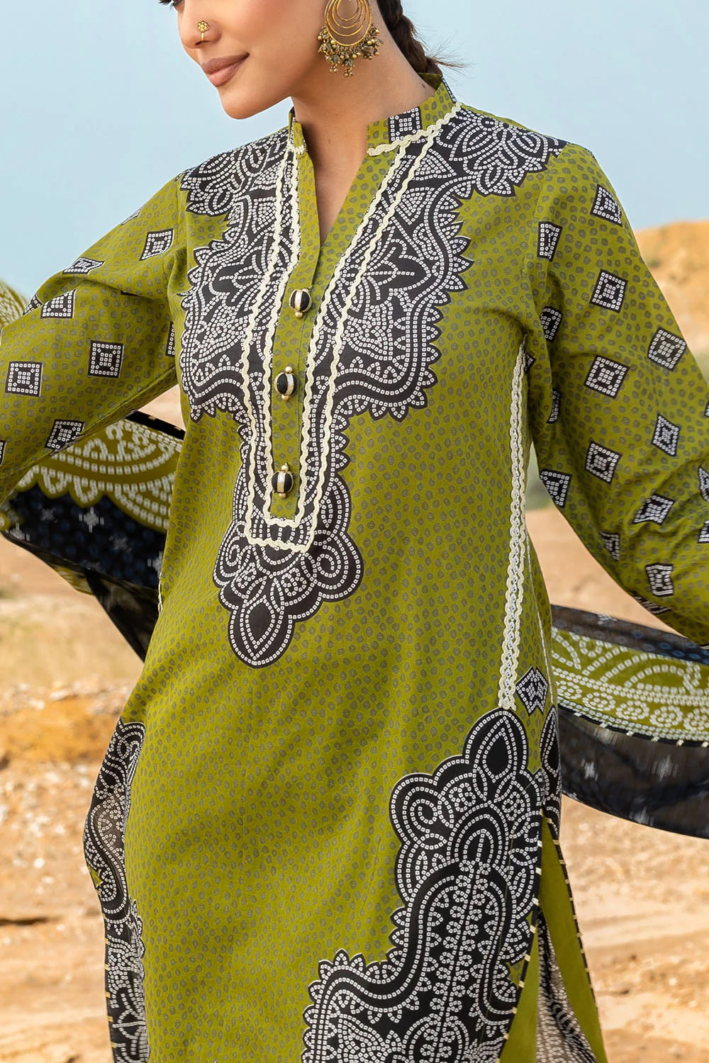 3 Piece Printed Lawn Suit and Dyed Trouser